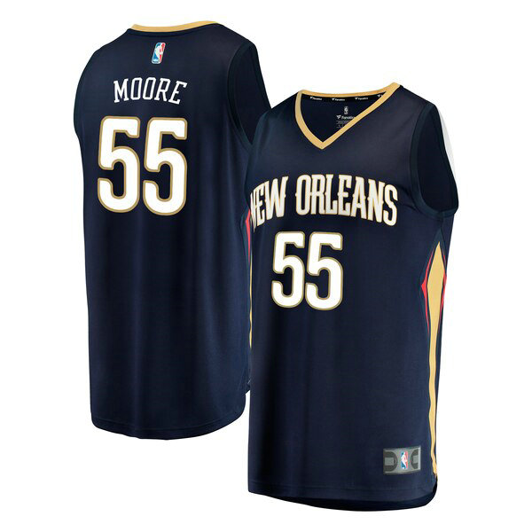 Maillot New Orleans Pelicans Homme E'Twaun Moore 55 Icon Edition Bleu marin